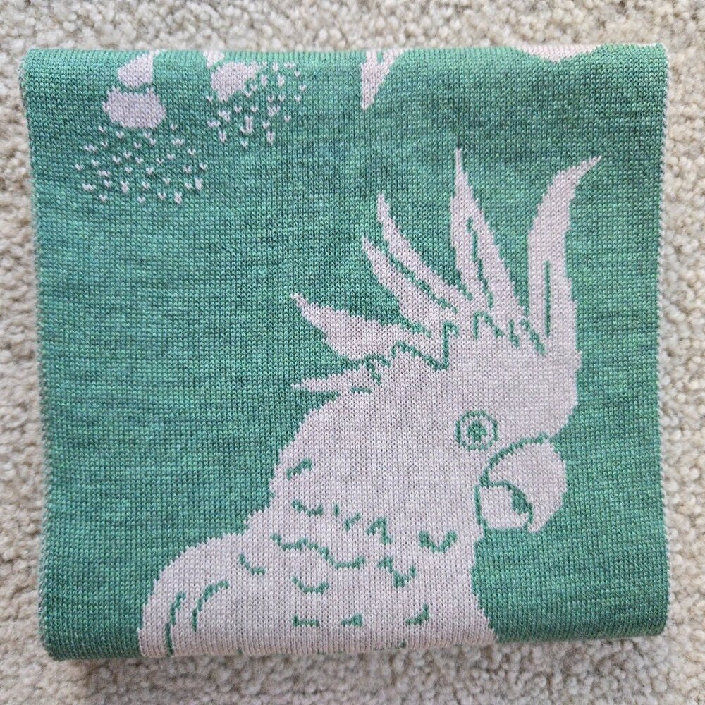 NWOT Otto & Spike Merino Scarf Knit Wool Cockatoo Parrot Bird GREEN - Picture 8 of 8